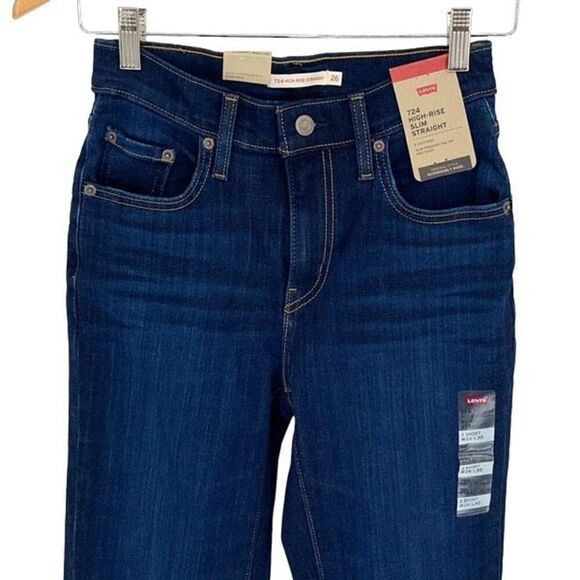 Levi's Womens 724 High Rise Dark Wash Slim Straight Jeans Blue Size 26 NWT‎ - Picture 4 of 15